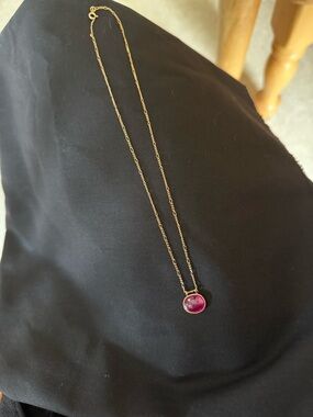 Gold Chain Necklace with a Ruby Pendant